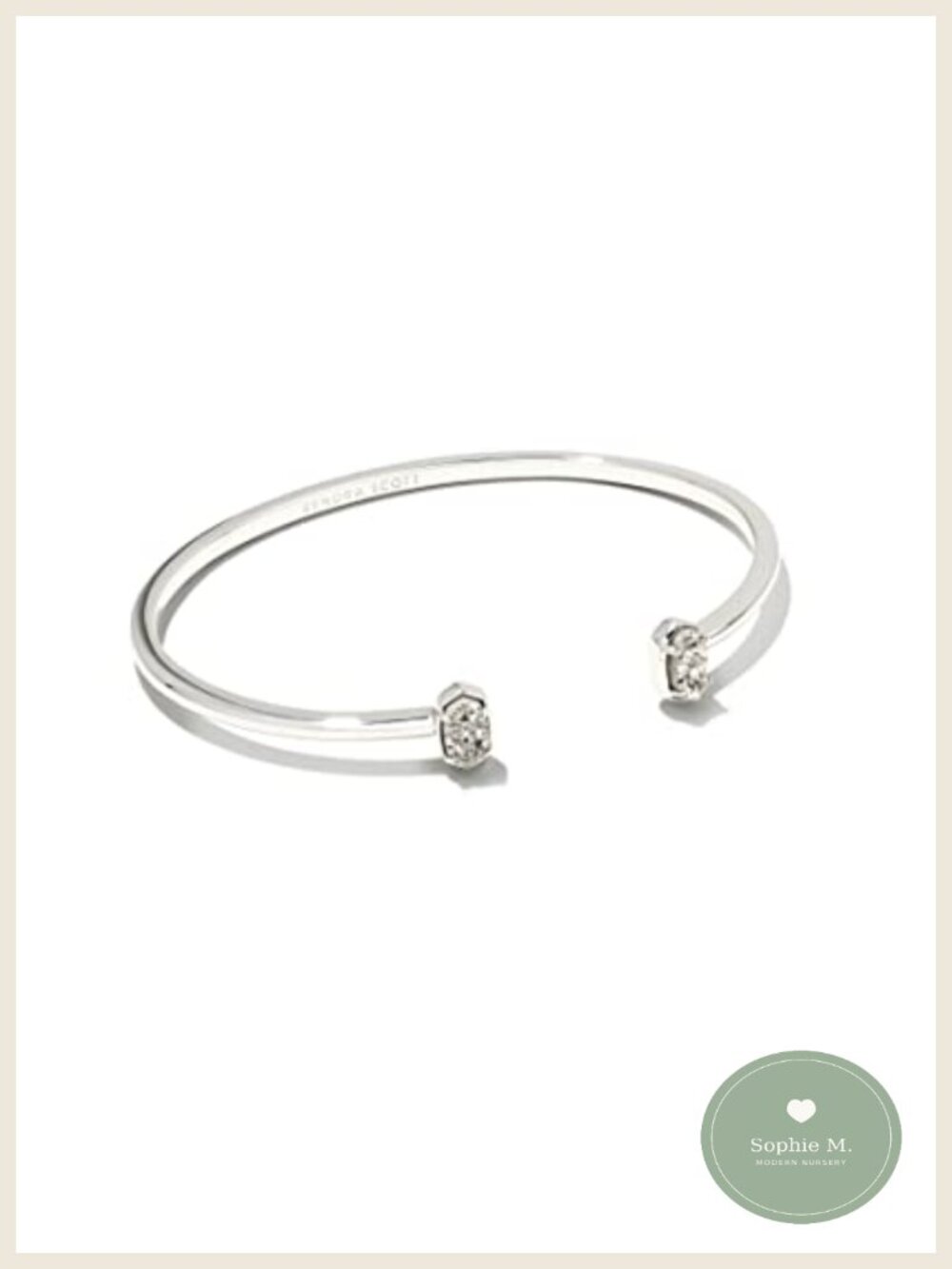 Dainty Pinch Cuff Bracelet Adjustable Mini Oval Stone Accents